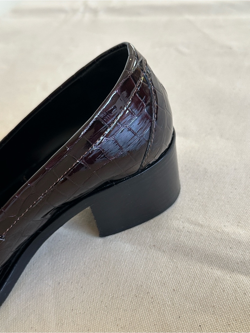 Bass Women’s Croc-Embossed Patent Loafers in Dark Burgundy - Picture 7 of 10